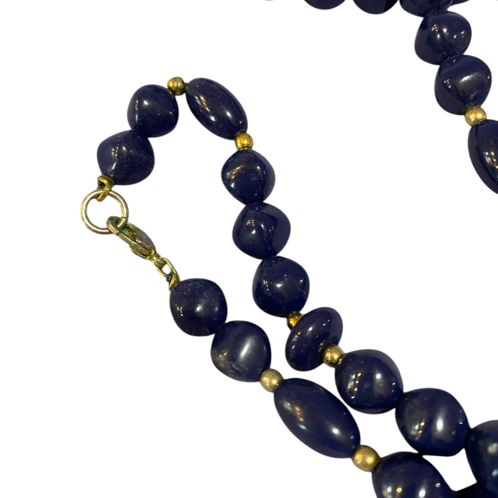 Vintage Dark Navy Beaded Necklace 20 inch - Picture 3 of 4